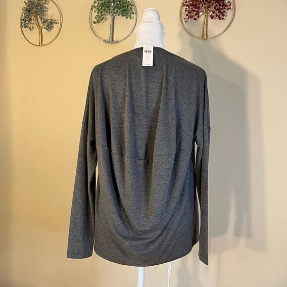 NWT! Anthropologie Sunday in Brooklyn Soft Gray Slouchy Back Long Sleeve Tee XS - Picture 3 of 8